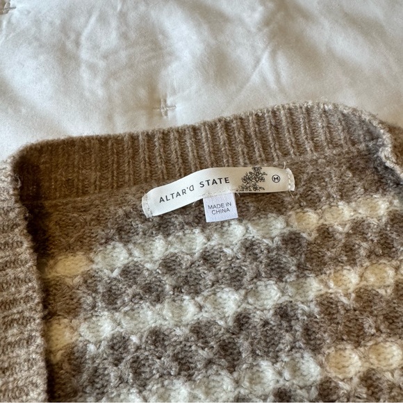 Altar'd State Brown and Cream Textured Knit Sweater - Picture 2 of 5